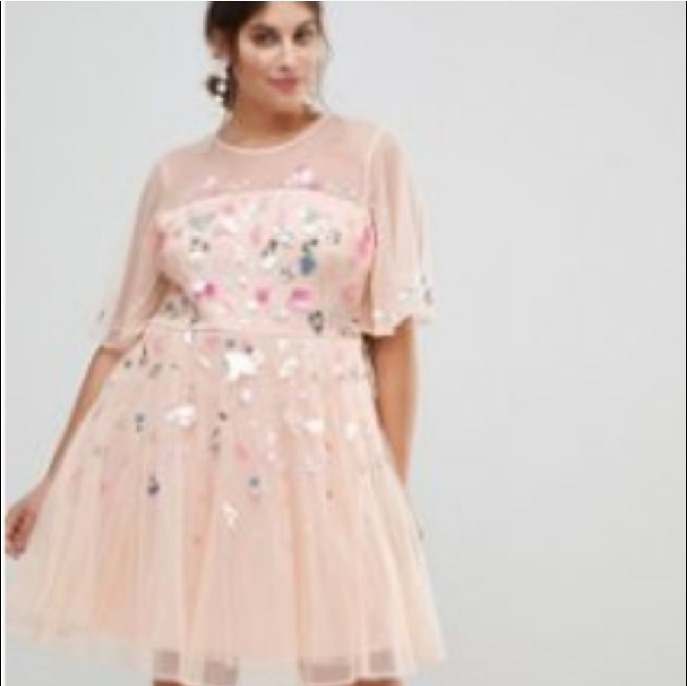 ASOS Curve Donna Sequin embellished mesh dress